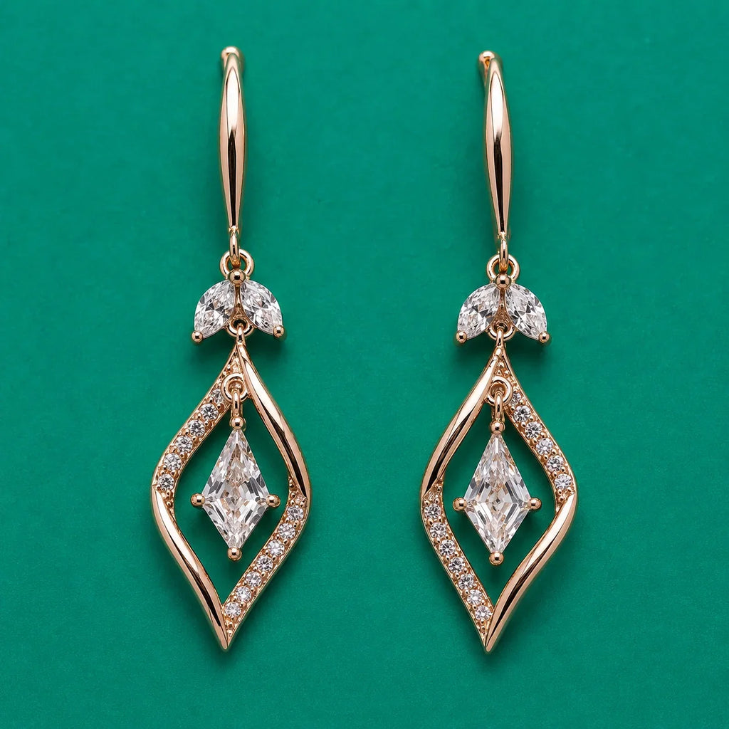 Rose Gold Crystal Drop Earrings