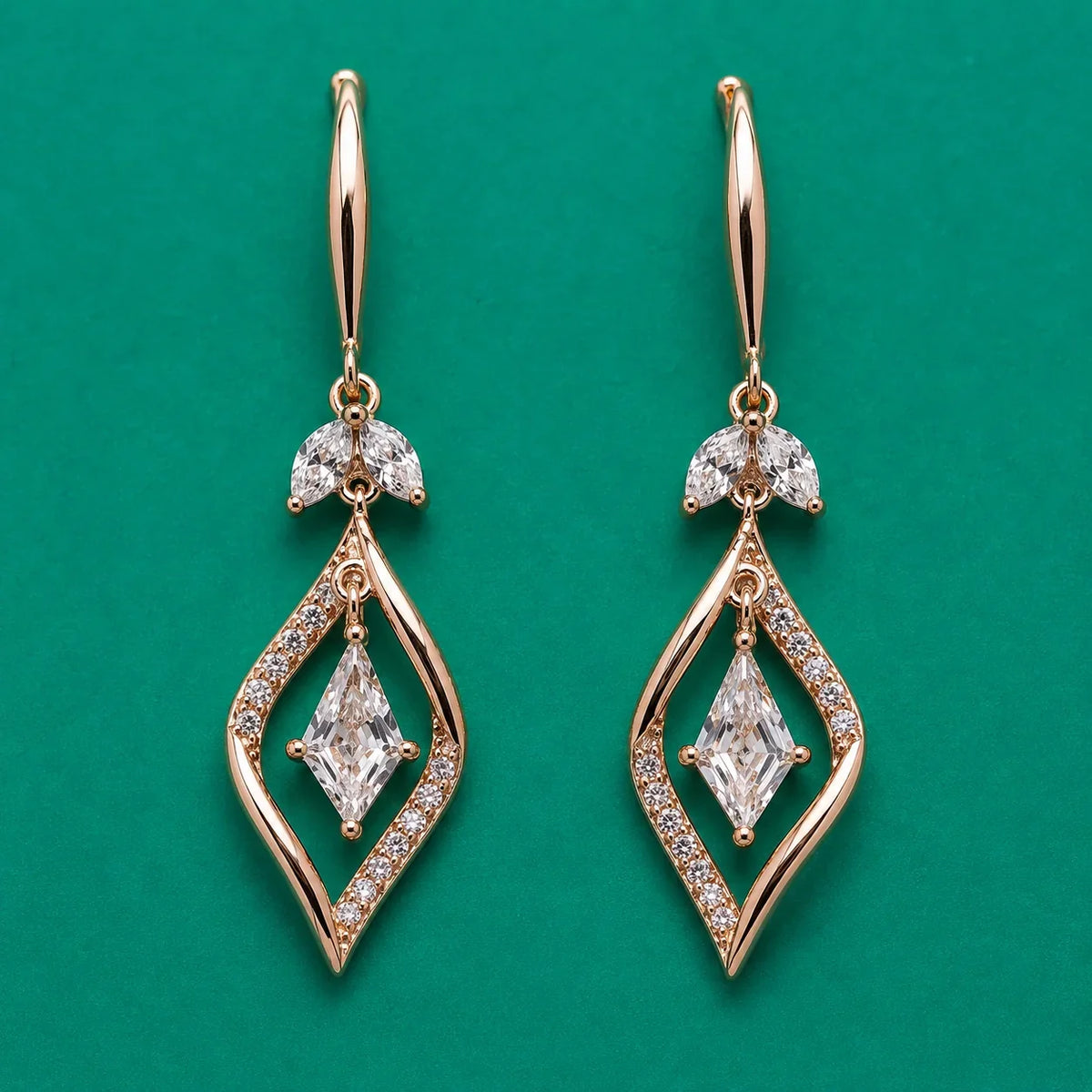 Rose Gold Crystal Drop Earrings