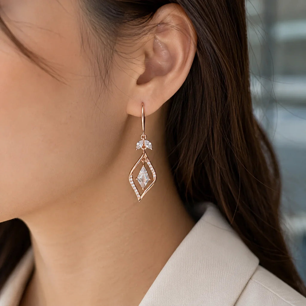 Rose Gold Crystal Drop Earrings