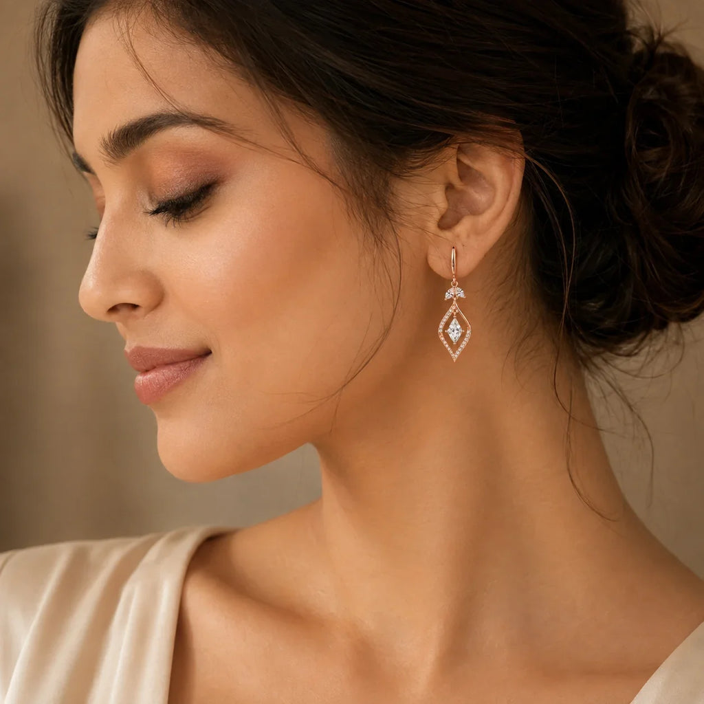 Rose Gold Crystal Drop Earrings