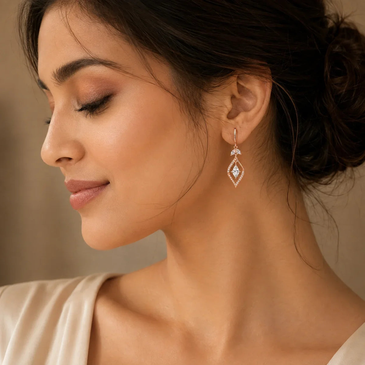 Rose Gold Crystal Drop Earrings