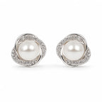 Pearl Studs with Oxidised Border