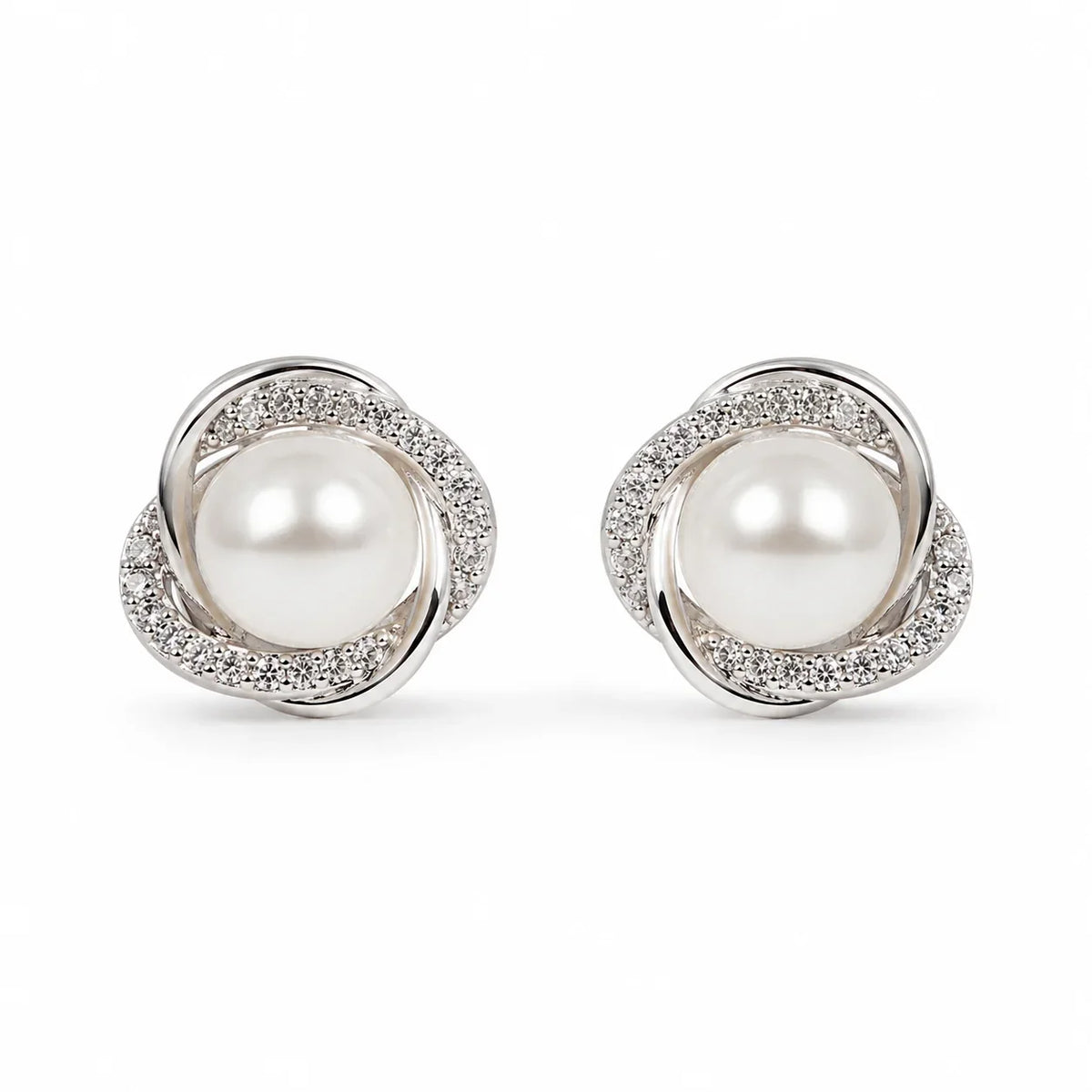Pearl Studs with Oxidised Border
