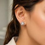 Pearl Studs with Oxidised Border