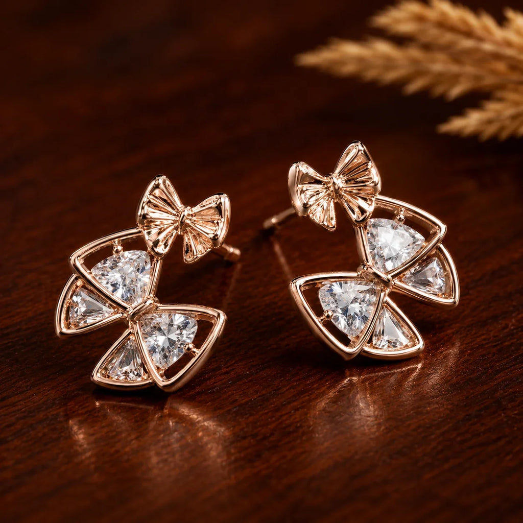Rose Gold Butterfly Stud Earrings