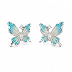 Blue Enamel Butterfly Stud Earrings