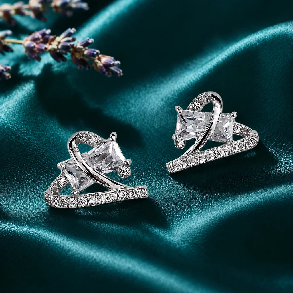 Crystal Heart Stud Earrings