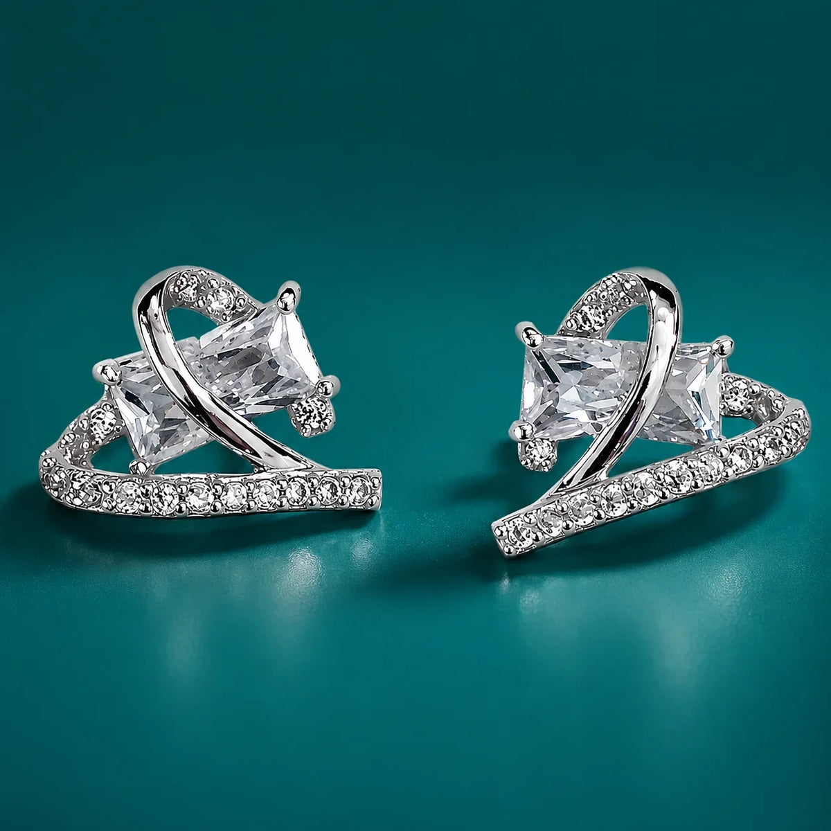 Crystal Heart Stud Earrings