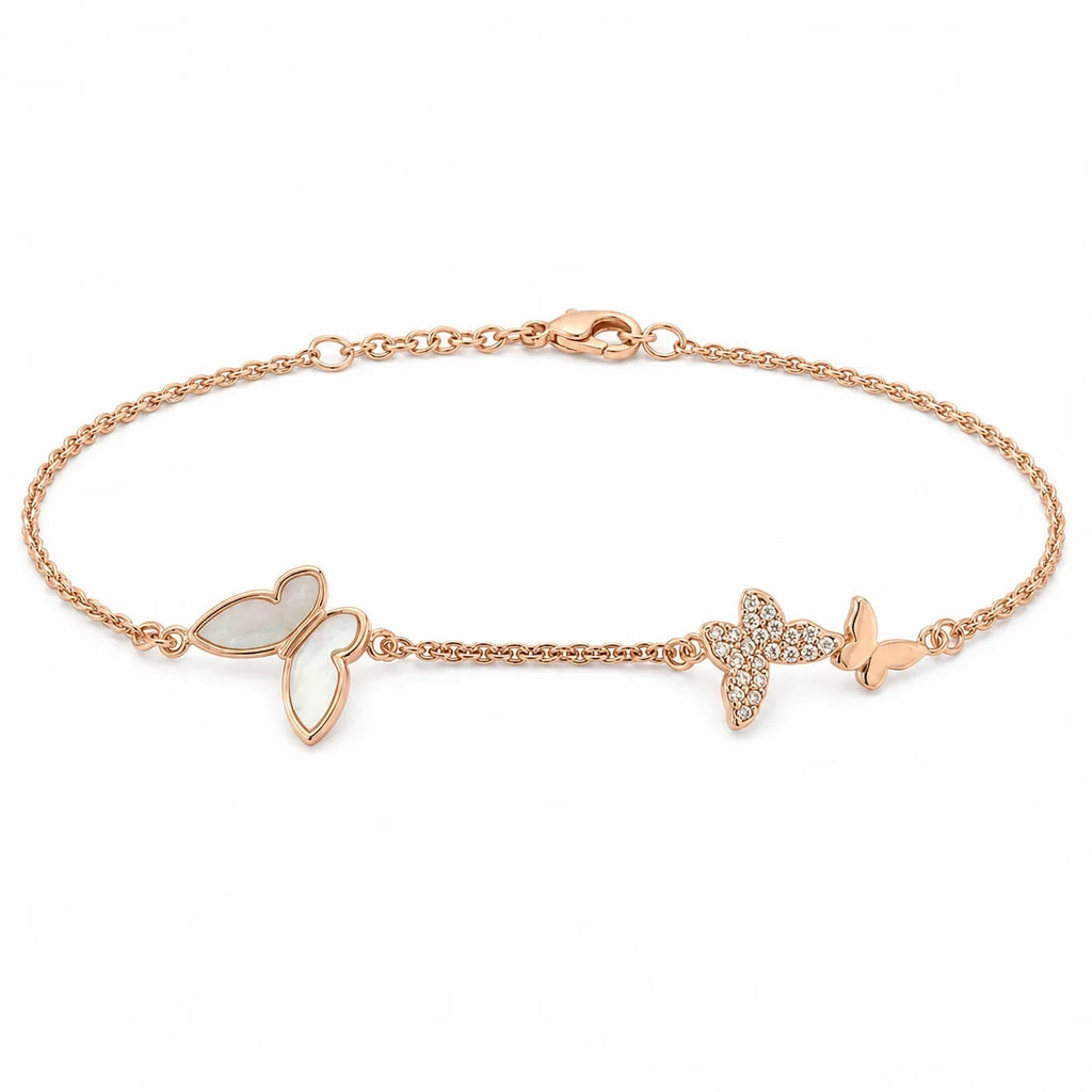 Rose Gold Triple Butterfly Bracelet