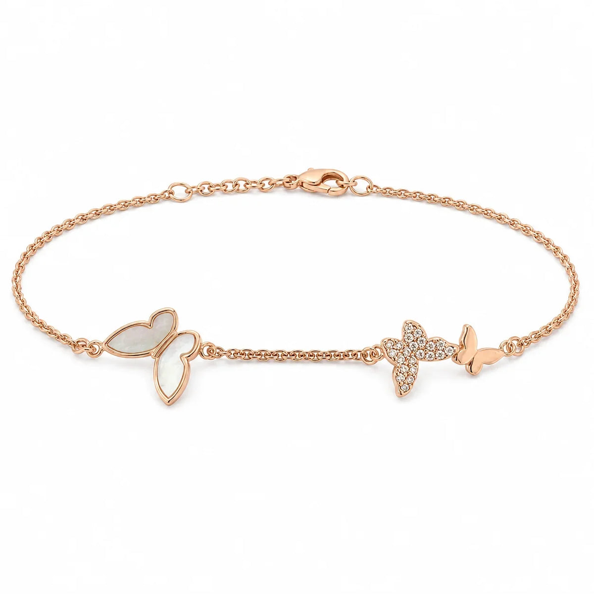 Rose Gold Triple Butterfly Bracelet
