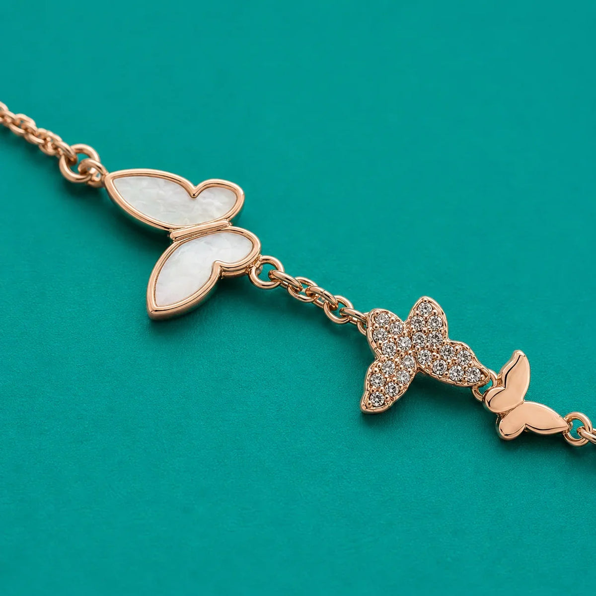 Rose Gold Triple Butterfly Bracelet