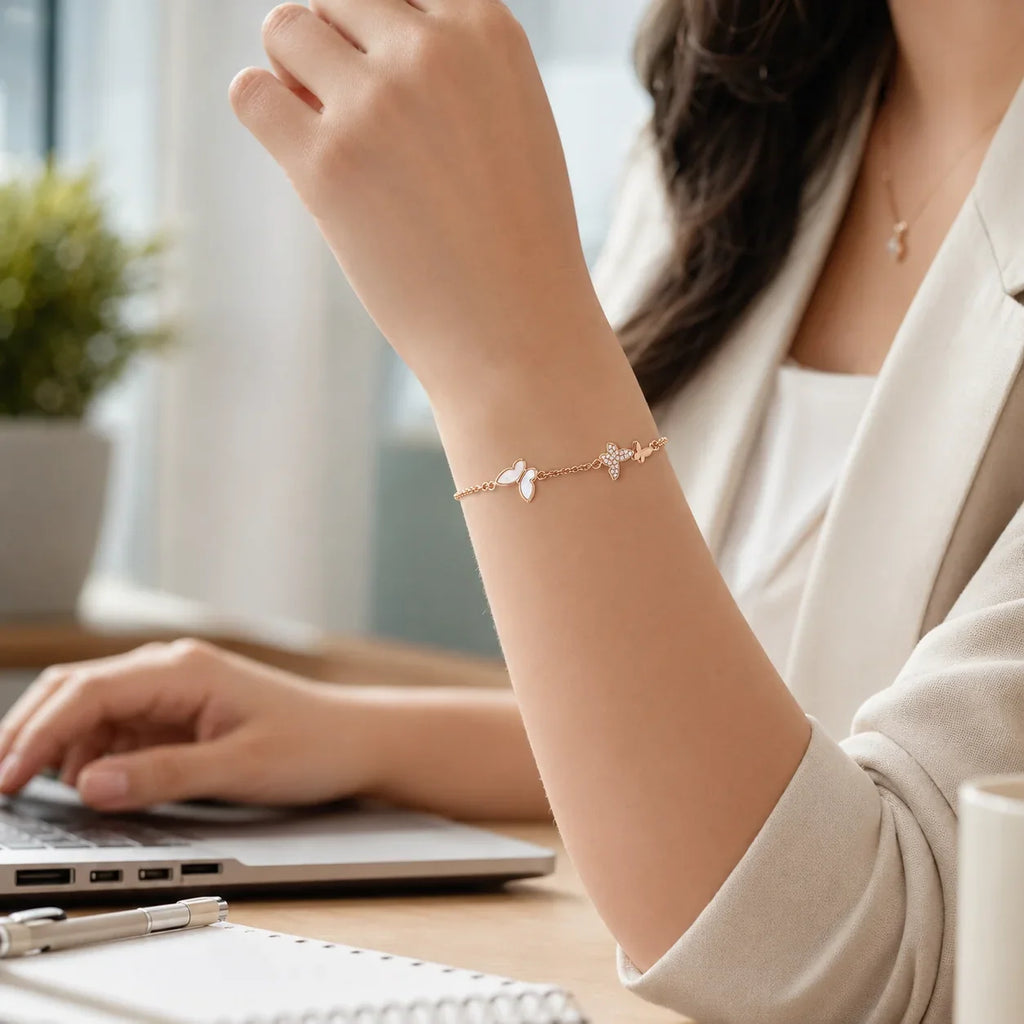Rose Gold Triple Butterfly Bracelet