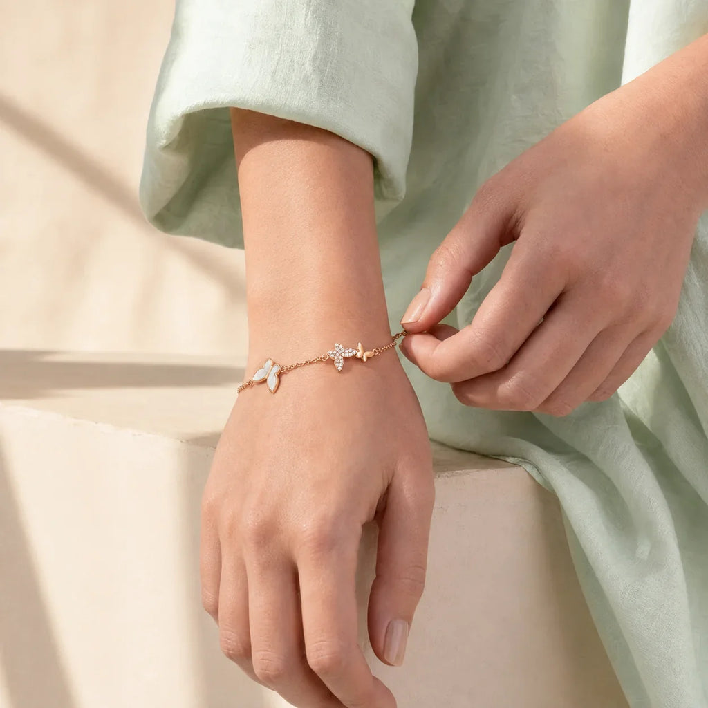 Rose Gold Triple Butterfly Bracelet