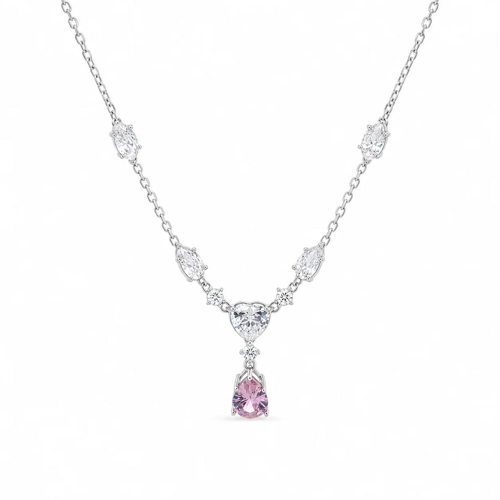 Pink Teardrop Necklace and Earrings Set - Kinsey Atelier 925 Sterling Silver