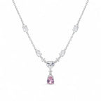 Pink Teardrop Necklace and Earrings Set - Kinsey Atelier 925 Sterling Silver