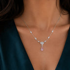 Pink Teardrop Necklace and Earrings Set - Kinsey Atelier 925 Sterling Silver