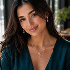 Pink Teardrop Necklace and Earrings Set - Kinsey Atelier 925 Sterling Silver