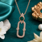Malachite Oval Link Pendant Necklace - Kinsey Atelier 925 Sterling Silver