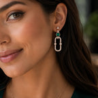 Malachite Oval Link Pendant Necklace - Kinsey Atelier 925 Sterling Silver
