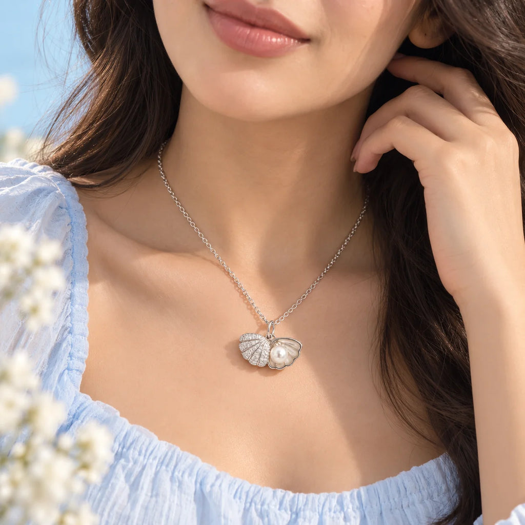 Pearl Shell Pendant Necklace - Kinsey Atelier 925 Sterling Silver