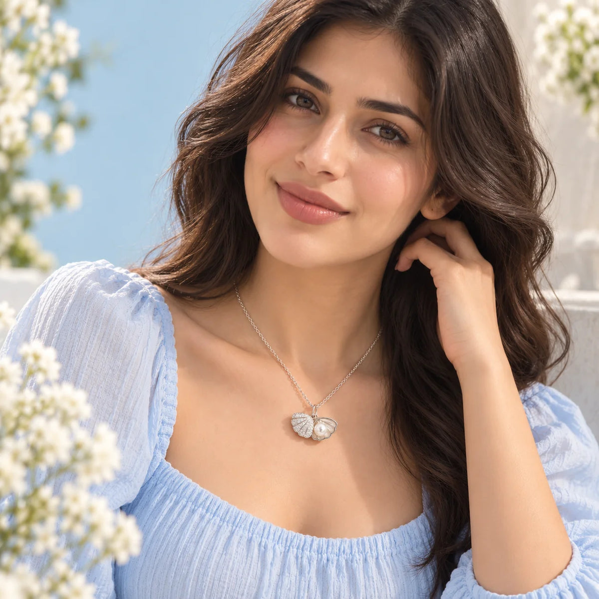 Pearl Shell Pendant Necklace - Kinsey Atelier 925 Sterling Silver