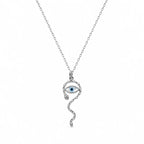 Evil Eye Snake Pendant Necklace - Kinsey Atelier 925 Sterling Silver