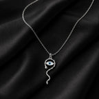 Evil Eye Snake Pendant Necklace - Kinsey Atelier 925 Sterling Silver