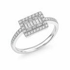 Baguette Halo Ring - Kinsey Atelier 925 Sterling Silver