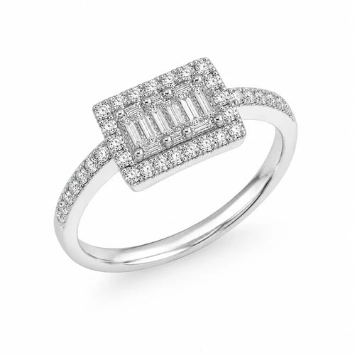 Baguette Halo Ring - Kinsey Atelier 925 Sterling Silver