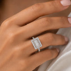 Baguette Halo Ring - Kinsey Atelier 925 Sterling Silver