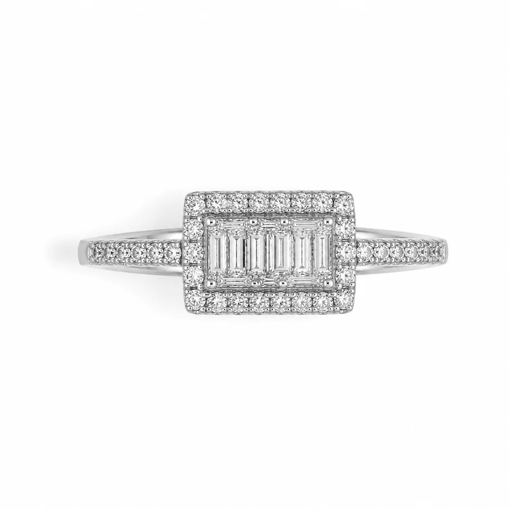 Baguette Halo Ring - Kinsey Atelier 925 Sterling Silver