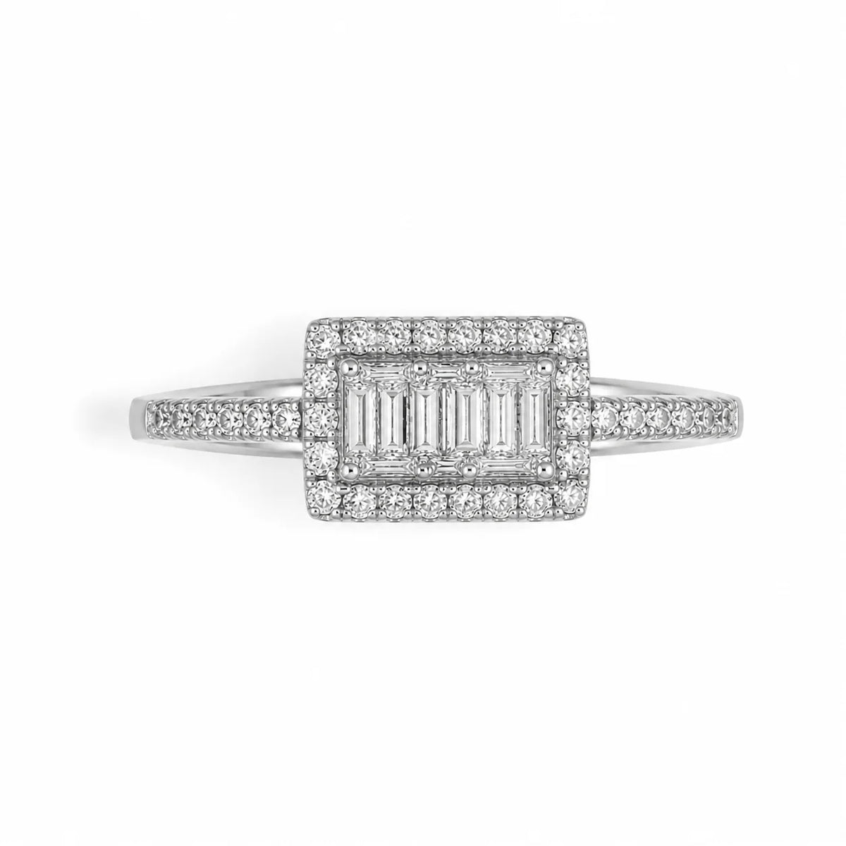 Baguette Halo Ring - Kinsey Atelier 925 Sterling Silver