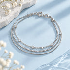 Triple Layer Chain Bracelet - Kinsey Atelier 925 Sterling Silver