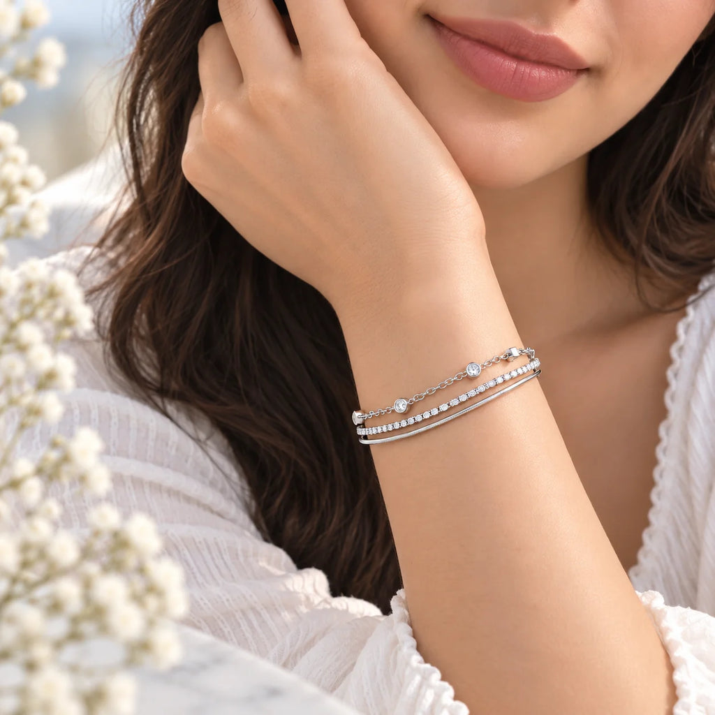 Triple Layer Chain Bracelet - Kinsey Atelier 925 Sterling Silver