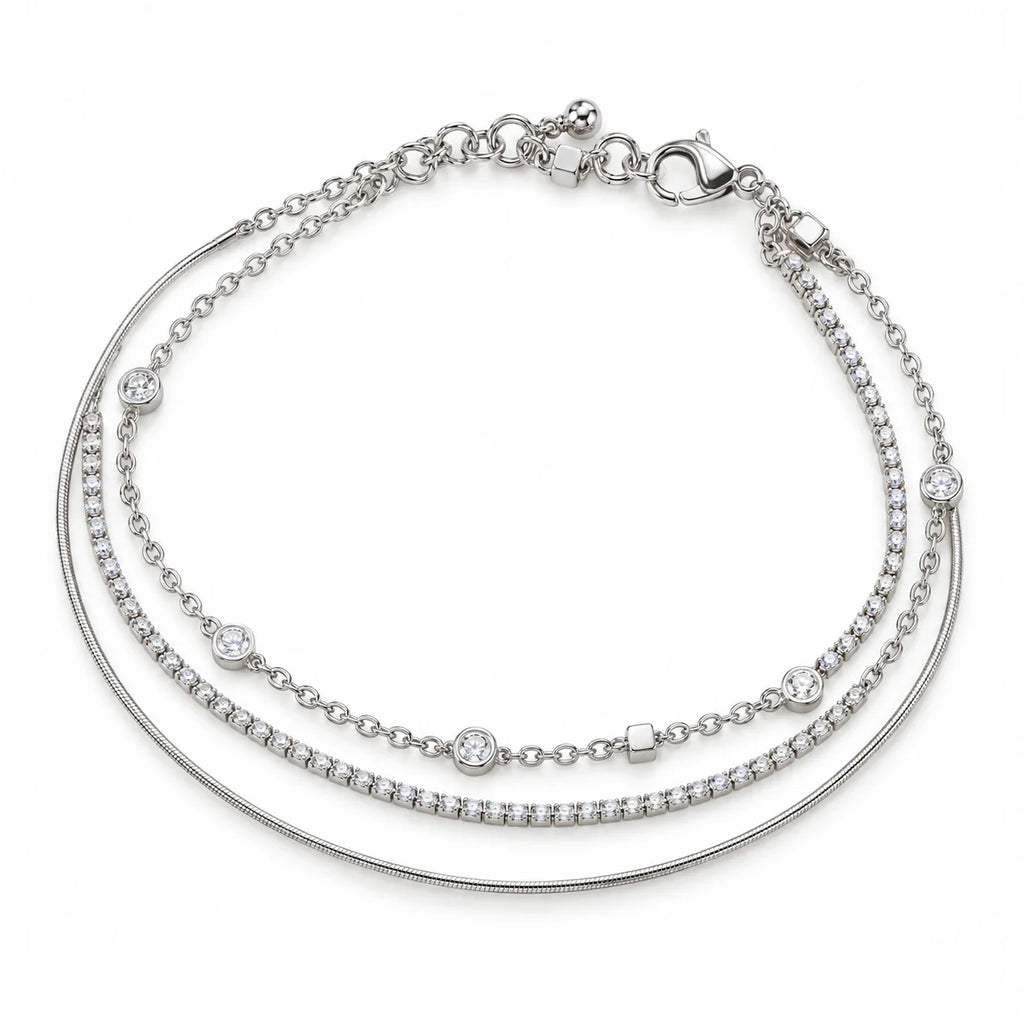 Triple Layer Chain Bracelet - Kinsey Atelier 925 Sterling Silver