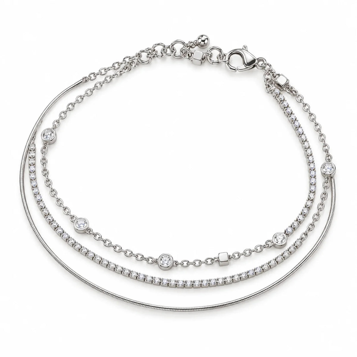 Triple Layer Chain Bracelet - Kinsey Atelier 925 Sterling Silver