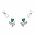 Butterfly Pearl and Tulip Studs Set of 2 - Kinsey Atelier 925 Sterling Silver