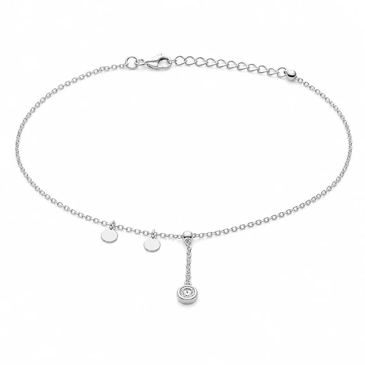 Disc Charm Drop Anklet - Kinsey Atelier 925 Sterling Silver