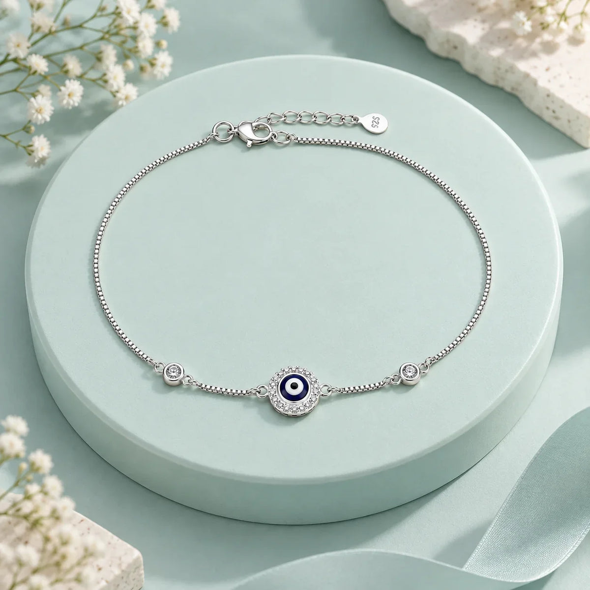 Evil Eye Nazar Anklet - Kinsey Atelier 925 Sterling Silver