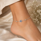Evil Eye Nazar Anklet - Kinsey Atelier 925 Sterling Silver