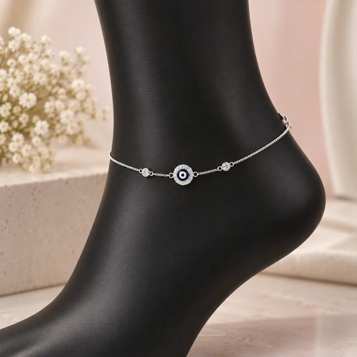Evil Eye Nazar Anklet - Kinsey Atelier 925 Sterling Silver
