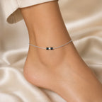 Black Bead Nazariya Anklet - Kinsey Atelier 925 Sterling Silver