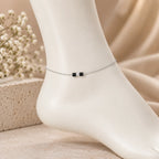 Black Bead Nazariya Anklet - Kinsey Atelier 925 Sterling Silver