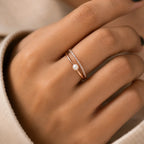 Rose Gold Pearl Double Band Ring - Kinsey Atelier 925 Sterling Silver
