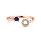 Rose Gold Blue Stone Open Circle Ring - Kinsey Atelier 925 Sterling Silver