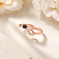 Rose Gold Blue Stone Open Circle Ring - Kinsey Atelier 925 Sterling Silver