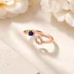Rose Gold Blue Stone Open Circle Ring - Kinsey Atelier 925 Sterling Silver