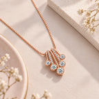 Rose Gold Graduated Fan Pendant Necklace