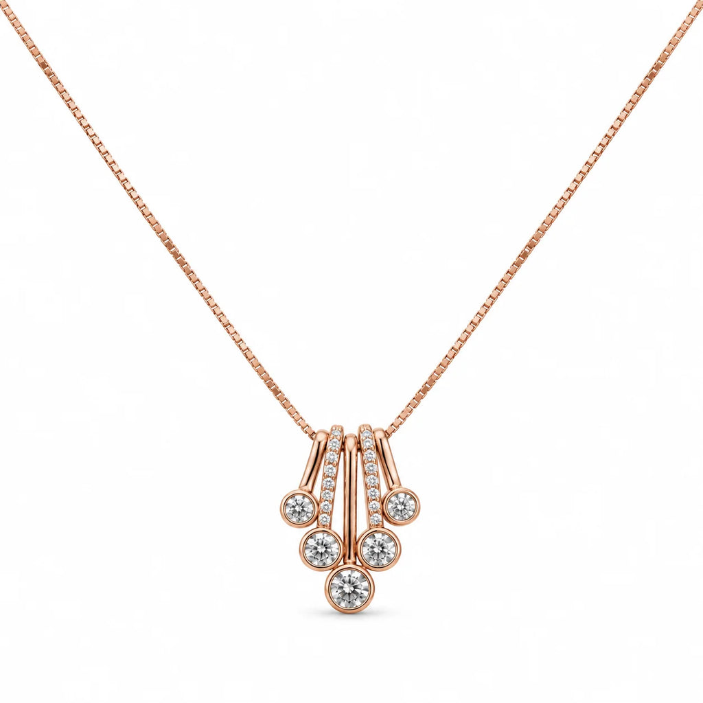Rose Gold Graduated Fan Pendant Necklace