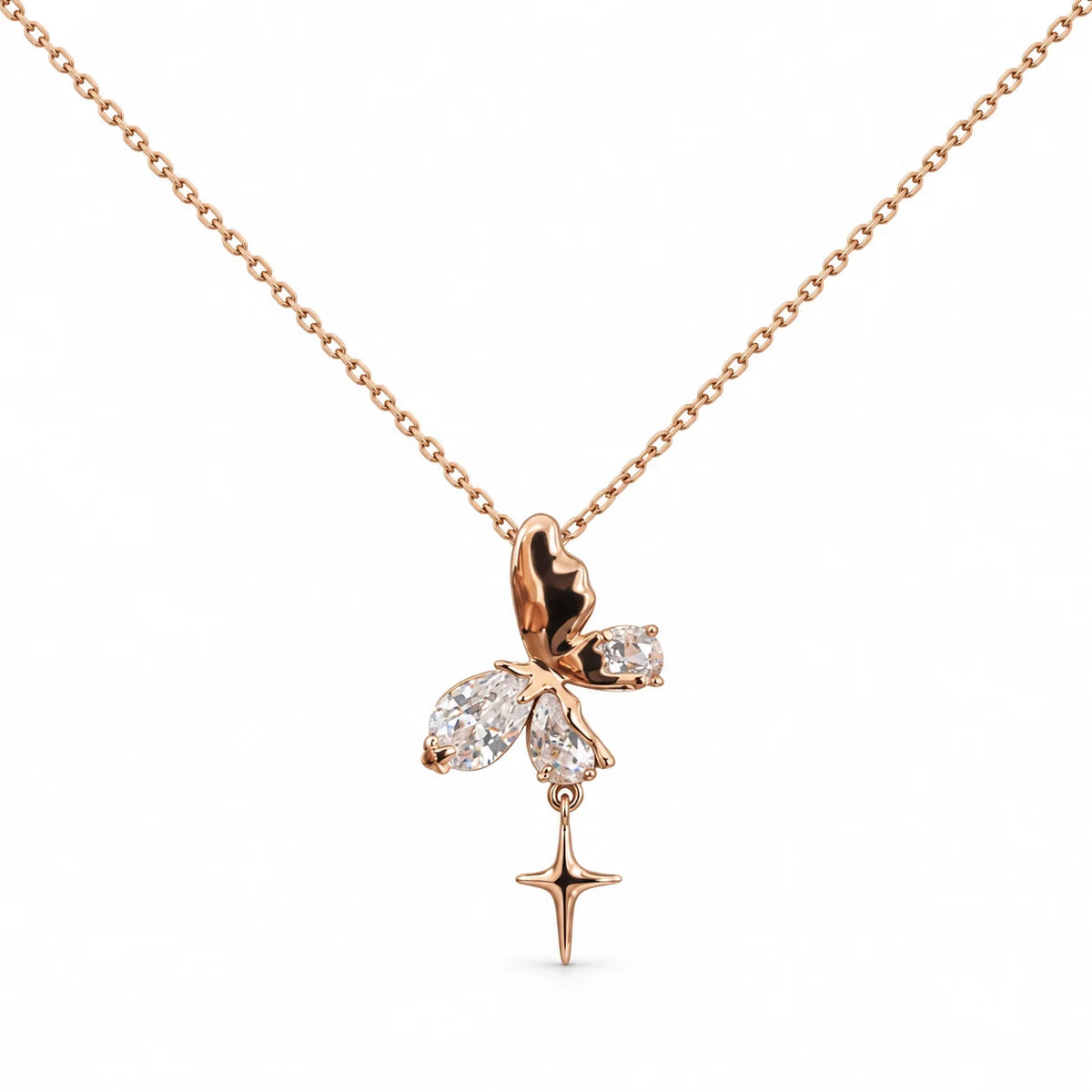 Rose Gold Fairy and Star Pendant Necklace